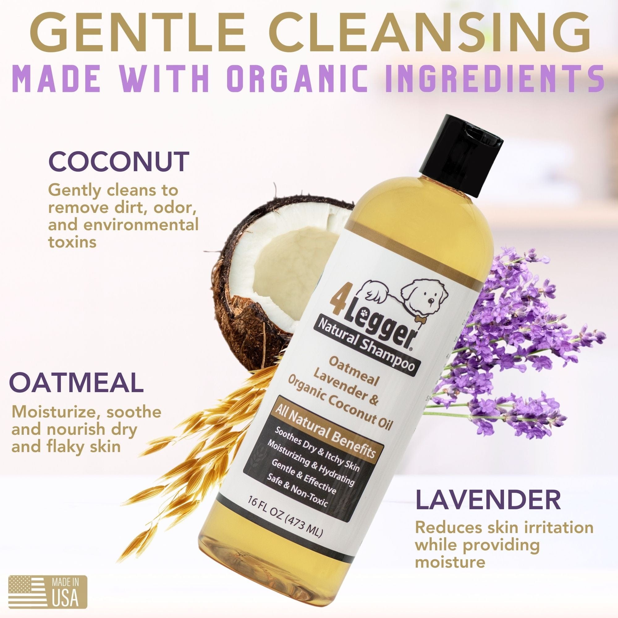 Organic Oatmeal Dog Shampoo with Lavender and Aloe