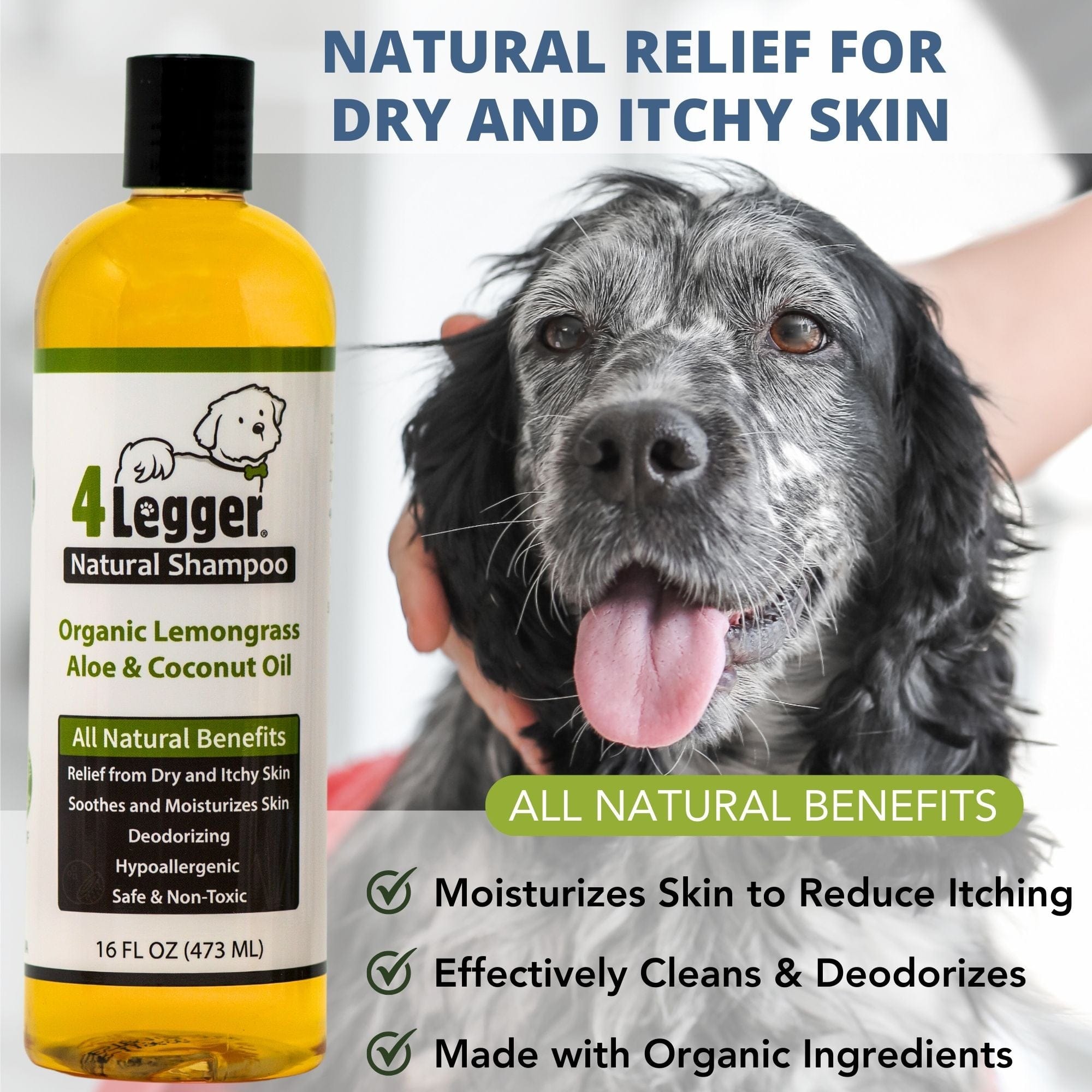 4 Legger Hypoallergenic Dog Shampoo with Organic Lemongrass 16 oz Bottle